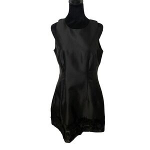 Belle Badgley‎ Mischka Black Dress Sleeveless Party Cocktail Floral Lace Size 10